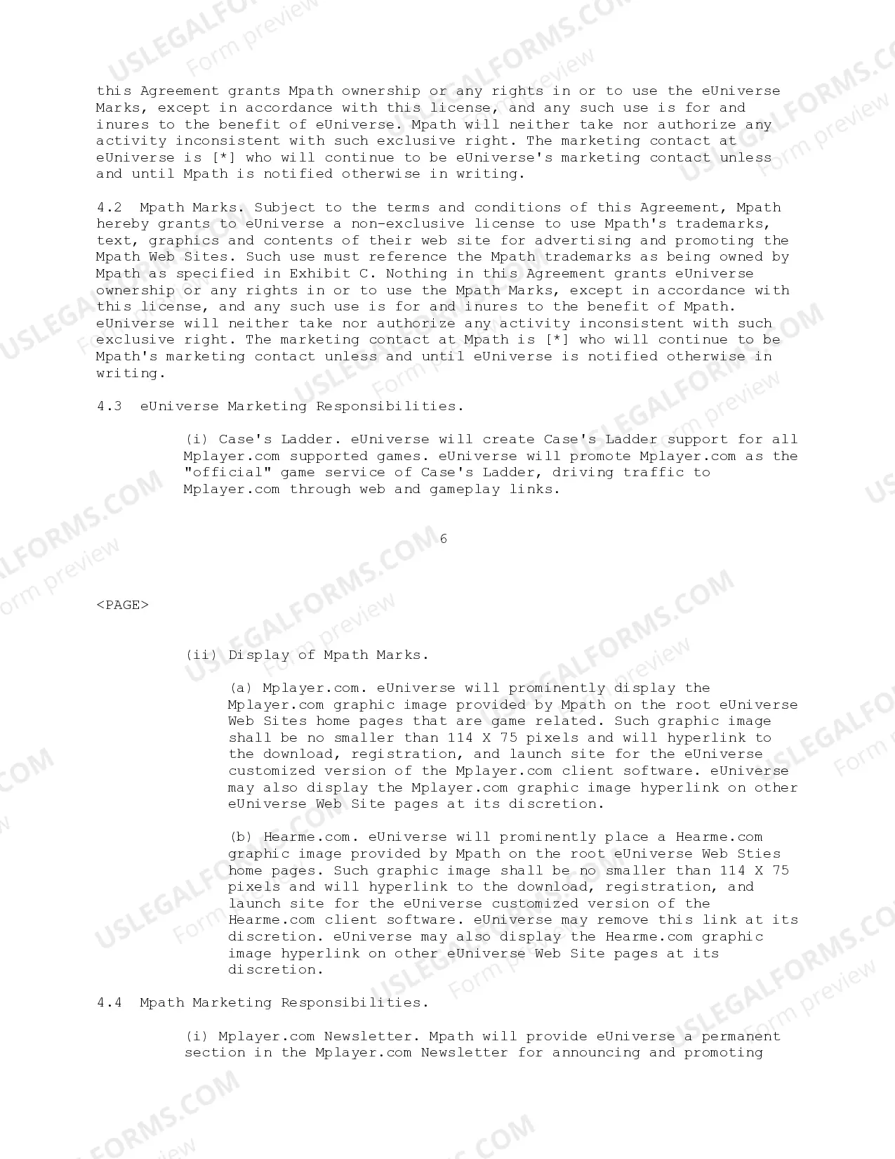 Preview Advertising Agreement Web Advertising Agreement between Mpath Interactive, Inc. and eUniverse regarding sale of advertising on web sites