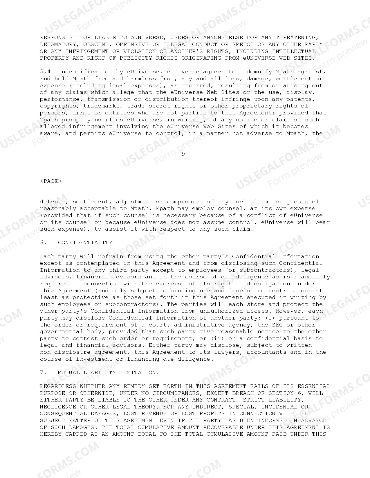 Preview Advertising Agreement Web Advertising Agreement between Mpath Interactive, Inc. and eUniverse regarding sale of advertising on web sites