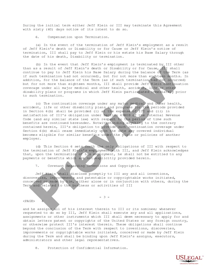 Preview Employment and Royalty Agreement for Intelligent Information, Inc.