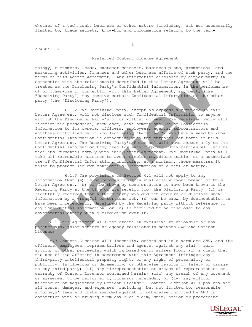 Get Preferred Content License Agreement between AT&T Wireless Data, Inc. and Intelligent Information Inc. Preview Preferred Content License Agreement between AT&T Wireless Data, Inc. and Intelligent Information Inc.