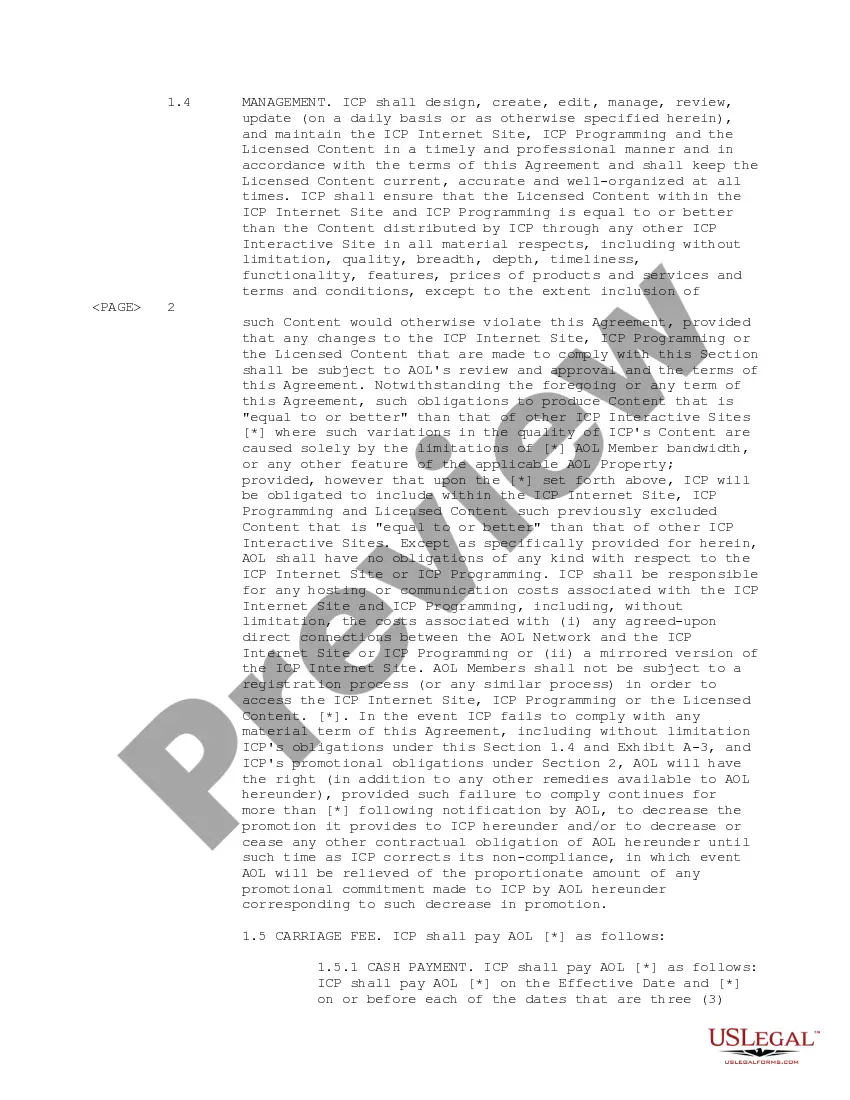 Preview Confidential Anchor Tenant Agreement between America Online, Inc. and Bolt Media, Inc.