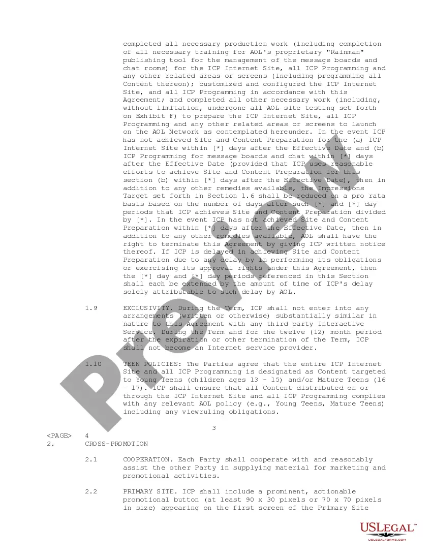 Preview Confidential Anchor Tenant Agreement between America Online, Inc. and Bolt Media, Inc.