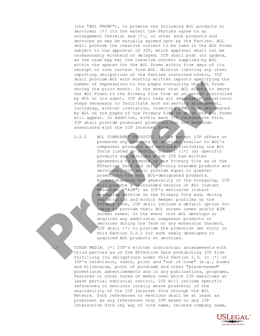 Preview Confidential Anchor Tenant Agreement between America Online, Inc. and Bolt Media, Inc.