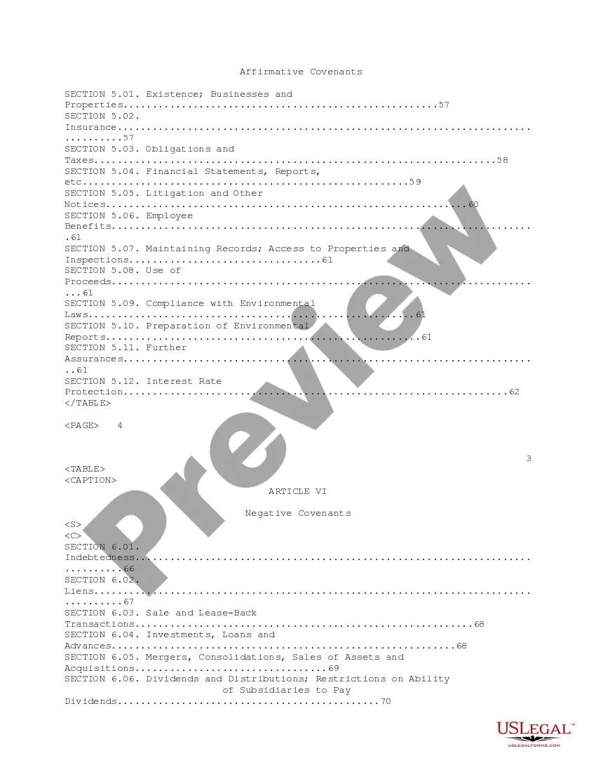 Preview Credit Agreement regarding extension of credit