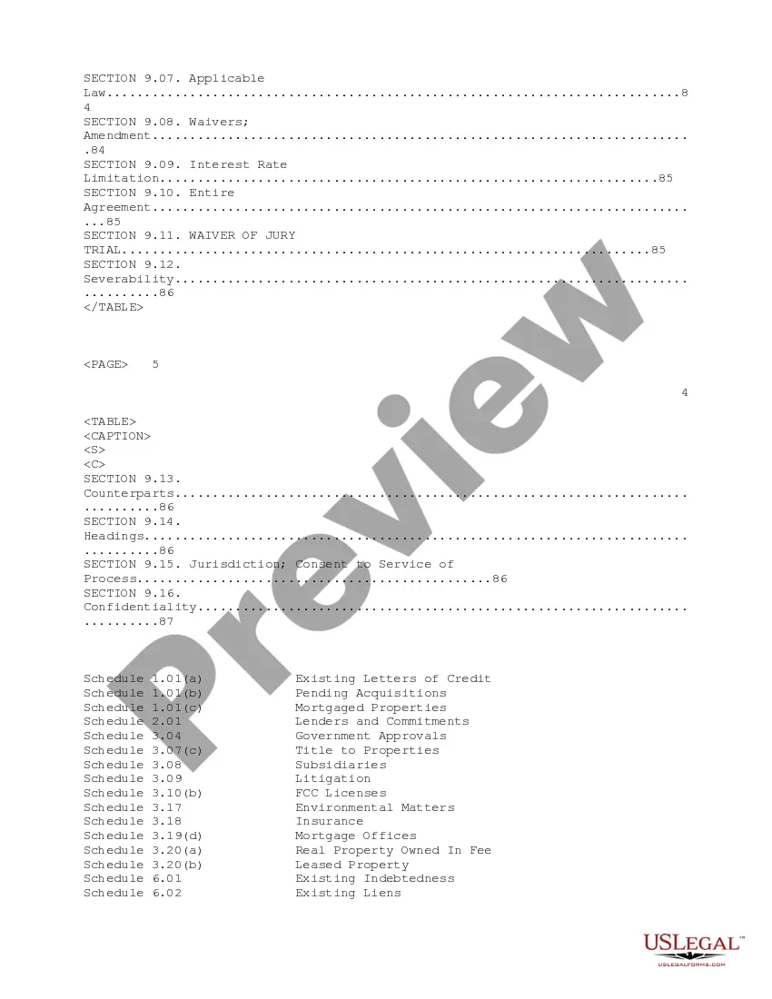 Preview Credit Agreement regarding extension of credit