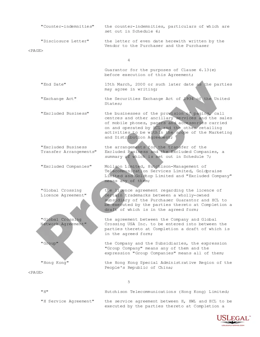 Get Sample Subscription, Sale and Purchase Agreement between Hutchison Whampoa Ltd, Hutchison Telecommunications Ltd, Global Crossing, Ltd and HCL Holdings, Ltd Preview Sample Subscription, Sale and Purchase Agreement between Hutchison Whampoa Ltd, Hutchison Telecommunications Ltd, Global Crossing, Ltd and HCL Holdings, Ltd