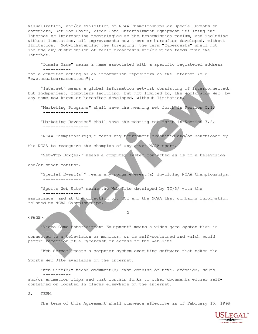 Get Web Site and Cybercasting Agreement Preview Web Site and Cybercasting Agreement