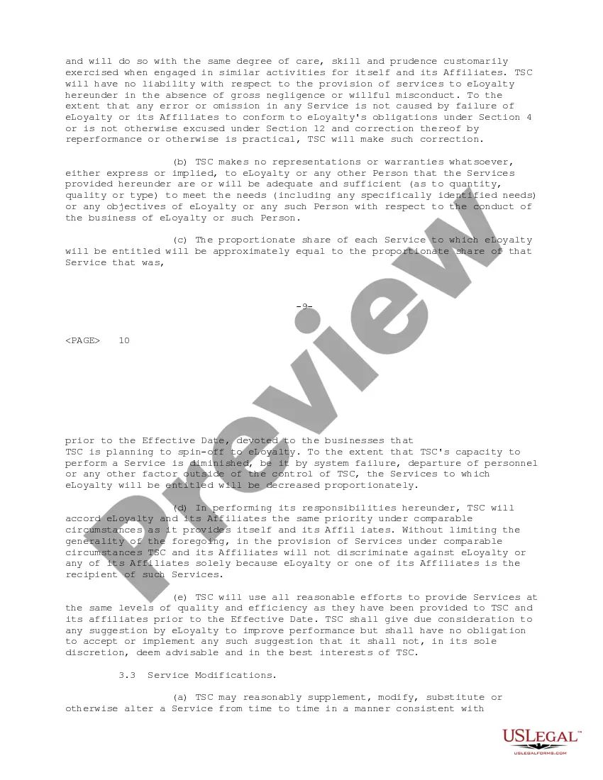 Get Shared Services Agreement between Technology Solutions Company and eLoyalty Corporation Preview Shared Services Agreement between Technology Solutions Company and eLoyalty Corporation