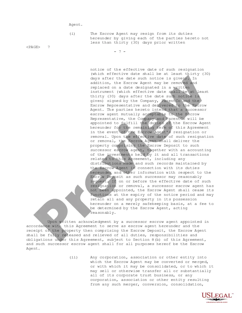 Preview Employee Shareholder Escrow Agreement