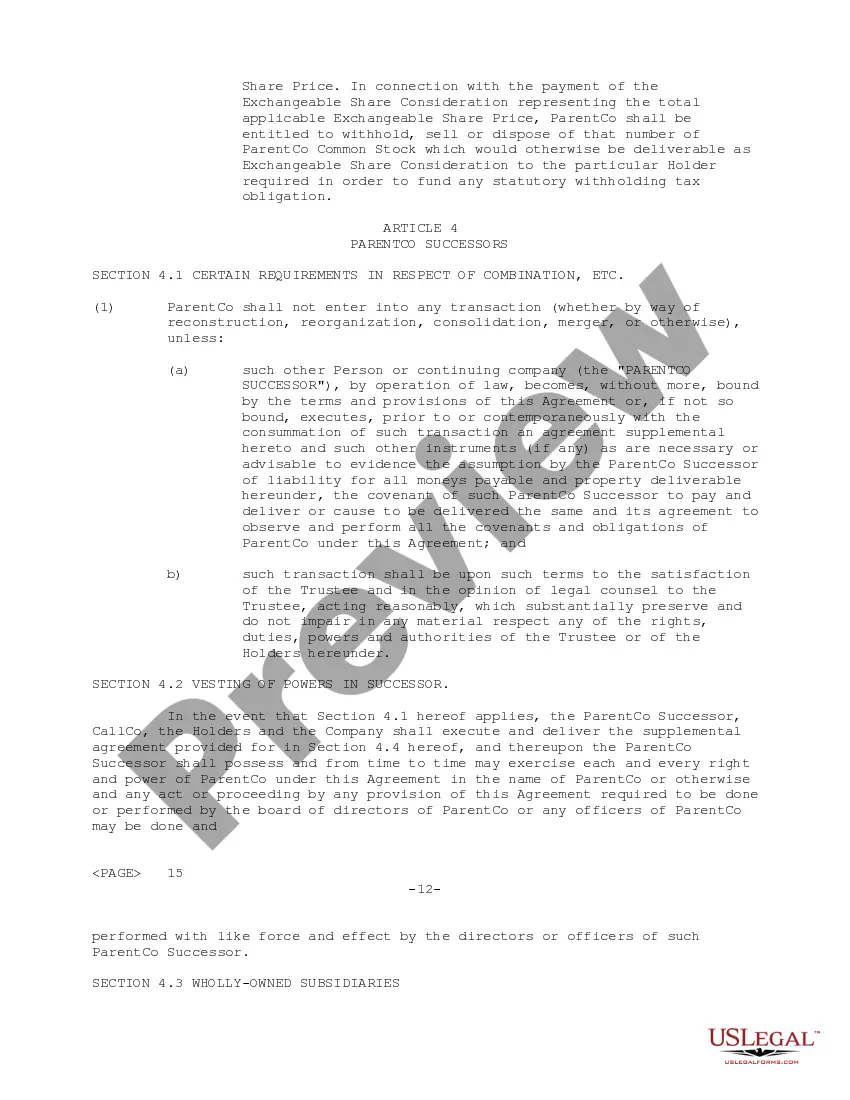 Get Support Agreement between Daleen Technologies, Inc., the holders of Exchangeable Shares, Daleen Canada Corp., and Daleen CallCo Corp. Preview Support Agreement between Daleen Technologies, Inc., the holders of Exchangeable Shares, Daleen Canada Corp., and Daleen CallCo Corp.
