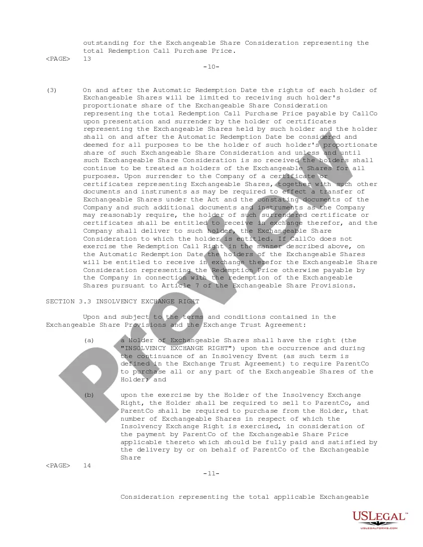 Get Support Agreement between Daleen Technologies, Inc., the holders of Exchangeable Shares, Daleen Canada Corp., and Daleen CallCo Corp. Preview Support Agreement between Daleen Technologies, Inc., the holders of Exchangeable Shares, Daleen Canada Corp., and Daleen CallCo Corp.
