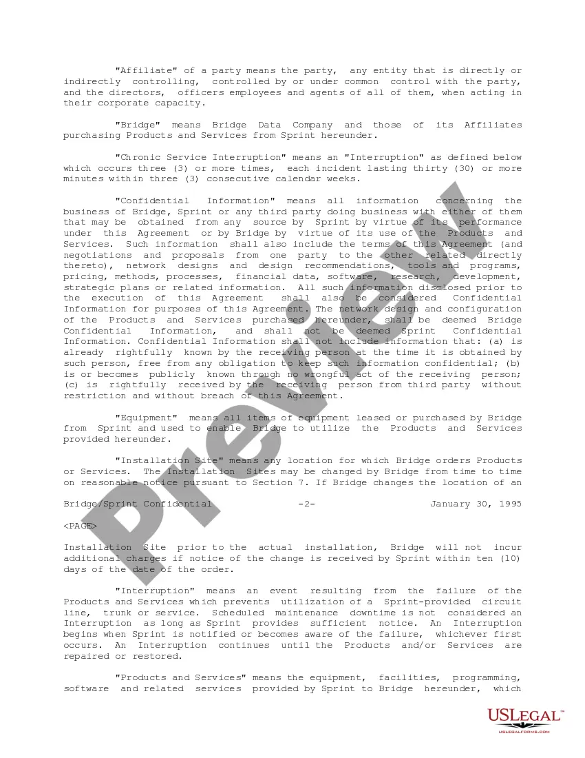 Get Managed Network Agreement between Sprint Communications Company, LP and Bridge Data Company Preview Managed Network Agreement between Sprint Communications Company, LP and Bridge Data Company