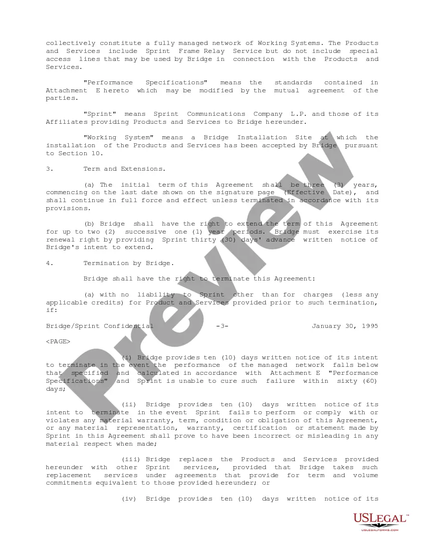 Get Managed Network Agreement between Sprint Communications Company, LP and Bridge Data Company Preview Managed Network Agreement between Sprint Communications Company, LP and Bridge Data Company