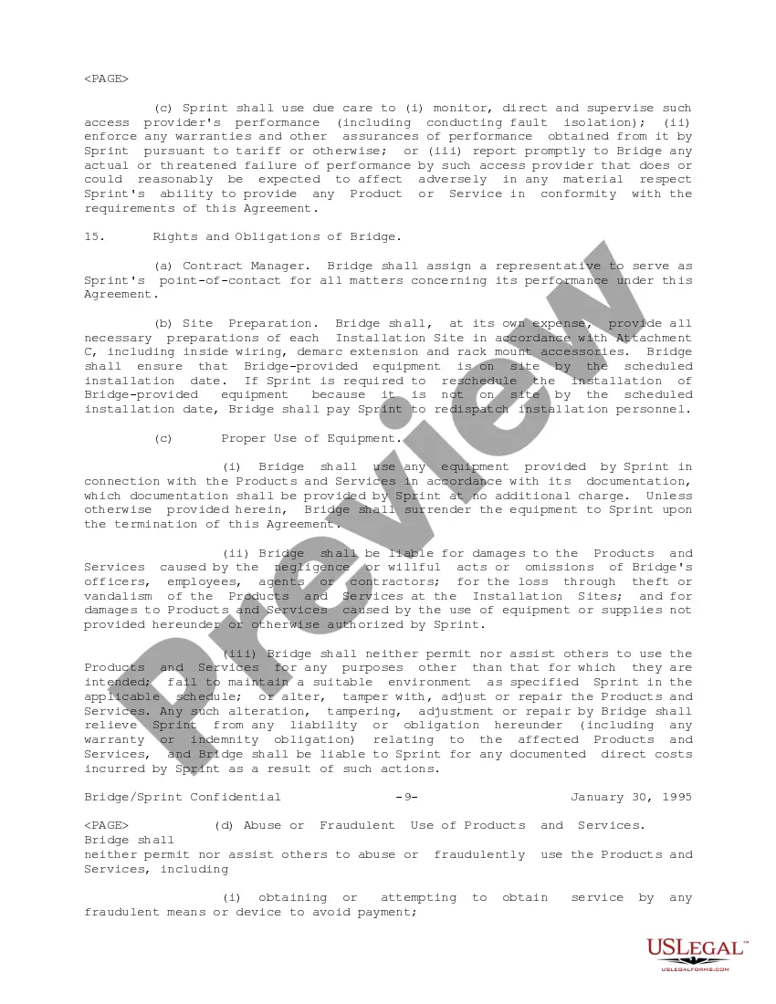 Get Managed Network Agreement between Sprint Communications Company, LP and Bridge Data Company Preview Managed Network Agreement between Sprint Communications Company, LP and Bridge Data Company
