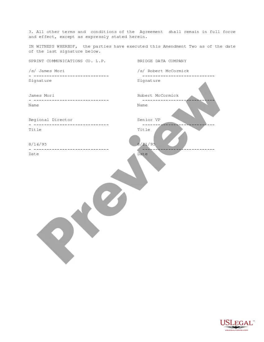 Get Amendment No. 2 to Managed Network Agreement between Sprint Communications Company, LP and Bridge Data Company Preview Amendment No. 2 to Managed Network Agreement between Sprint Communications Company, LP and Bridge Data Company
