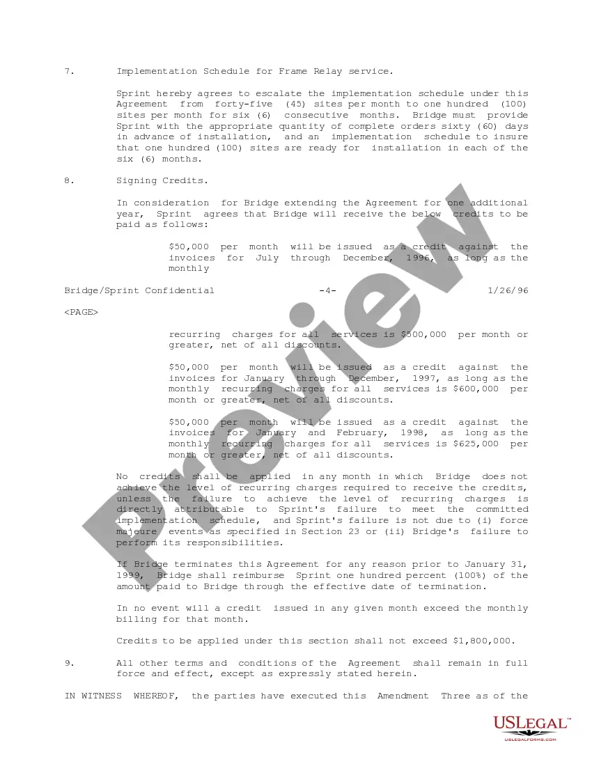 Get Amendment No. 3 to Managed Network Agreement between Sprint Communications Company, LP and Bridge Data Company Preview Amendment No. 3 to Managed Network Agreement between Sprint Communications Company, LP and Bridge Data Company