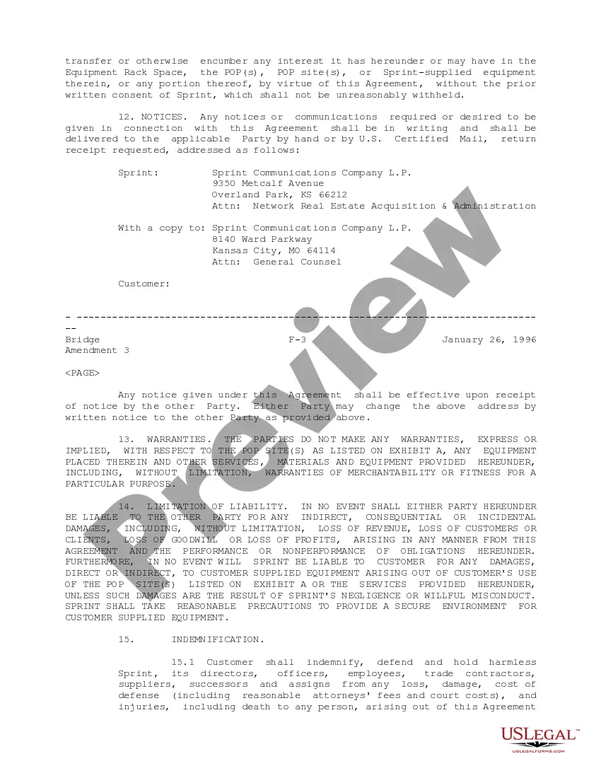 Get Facilities and Service Agreement between Sprint Communications Co., LP and Bridge Data Co. Preview Facilities and Service Agreement between Sprint Communications Co., LP and Bridge Data Co.
