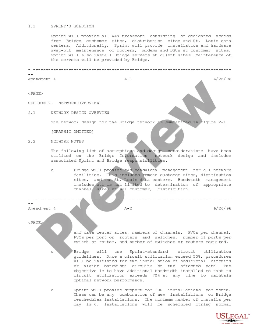 Get Amendment No. 4 to Managed Network Agreement (with exhibits) between Sprint Communications Co, LP and Bridge Data Co. Preview Amendment No. 4 to Managed Network Agreement (with exhibits) between Sprint Communications Co, LP and Bridge Data Co.