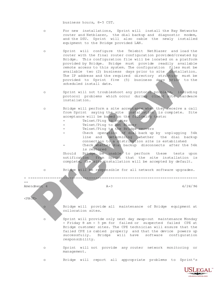 Get Amendment No. 4 to Managed Network Agreement (with exhibits) between Sprint Communications Co, LP and Bridge Data Co. Preview Amendment No. 4 to Managed Network Agreement (with exhibits) between Sprint Communications Co, LP and Bridge Data Co.