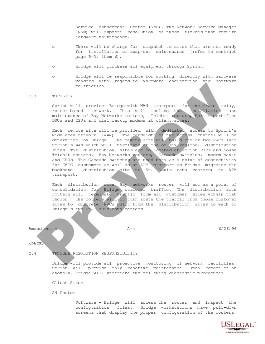 Get Amendment No. 4 to Managed Network Agreement (with exhibits) between Sprint Communications Co, LP and Bridge Data Co. Preview Amendment No. 4 to Managed Network Agreement (with exhibits) between Sprint Communications Co, LP and Bridge Data Co.