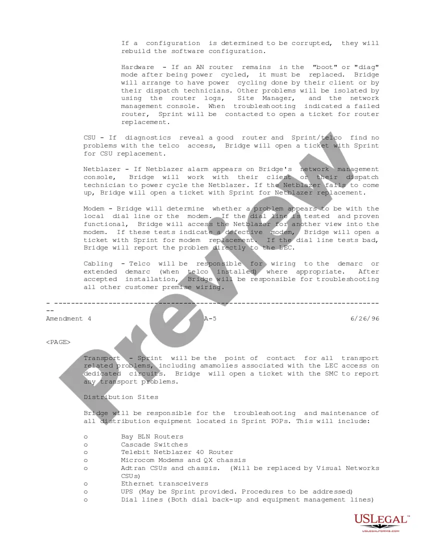Get Amendment No. 4 to Managed Network Agreement (with exhibits) between Sprint Communications Co, LP and Bridge Data Co. Preview Amendment No. 4 to Managed Network Agreement (with exhibits) between Sprint Communications Co, LP and Bridge Data Co.