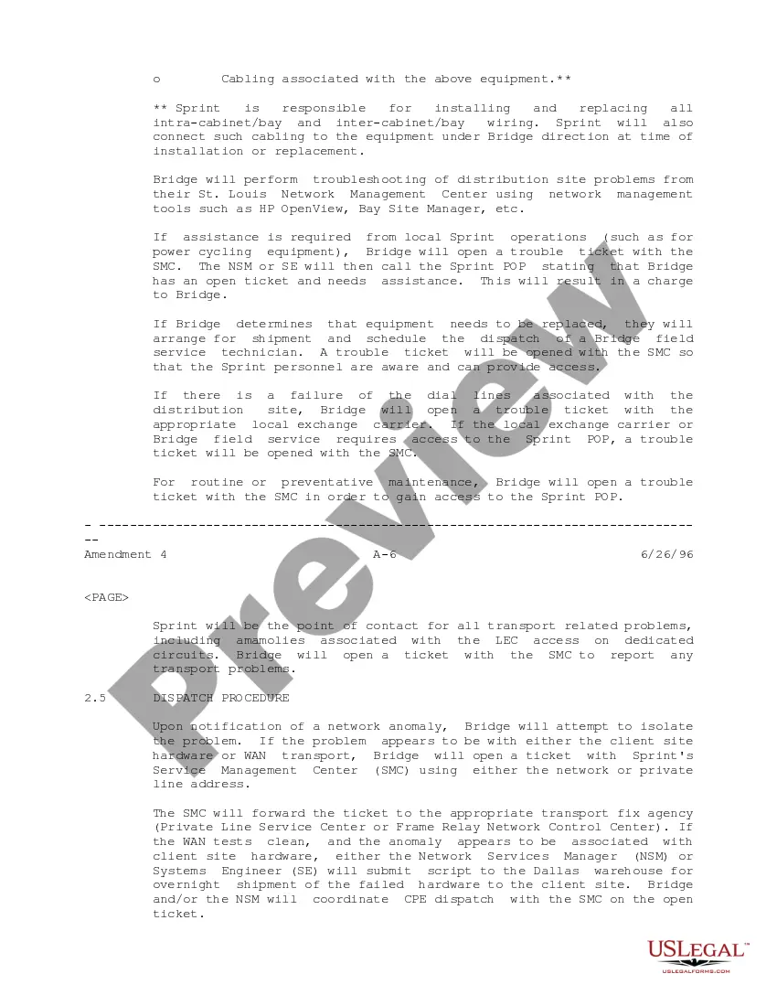 Get Amendment No. 4 to Managed Network Agreement (with exhibits) between Sprint Communications Co, LP and Bridge Data Co. Preview Amendment No. 4 to Managed Network Agreement (with exhibits) between Sprint Communications Co, LP and Bridge Data Co.