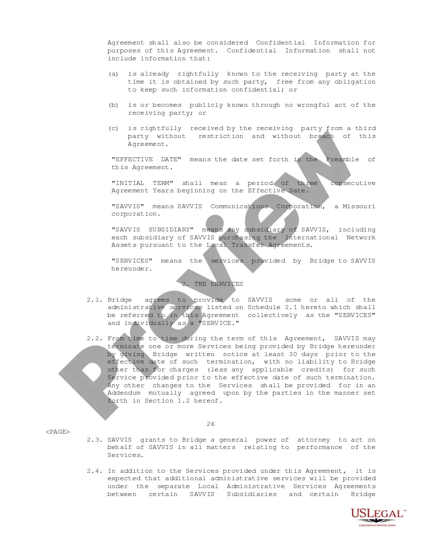 Preview Administrative Services Agreement