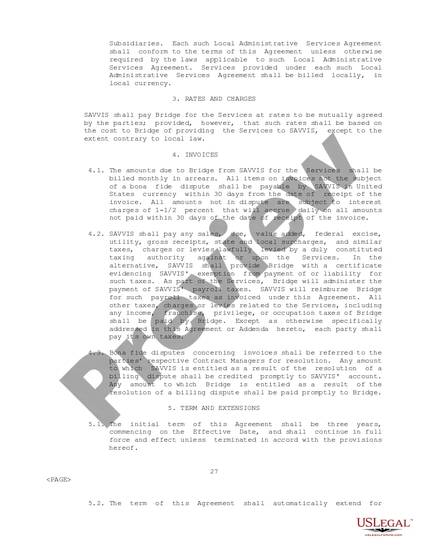 Preview Administrative Services Agreement