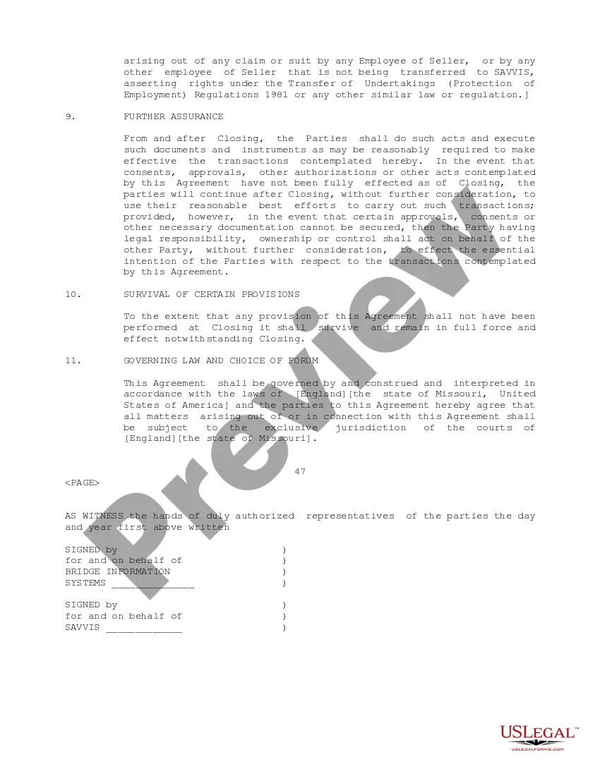 Get Transfer Agreement between Savvis Communications Corp. and Bridge Information Systems, Inc. regarding the transfer of certain assets and liabilities Preview Transfer Agreement between Savvis Communications Corp. and Bridge Information Systems, Inc. regarding the transfer of certain assets and liabilities