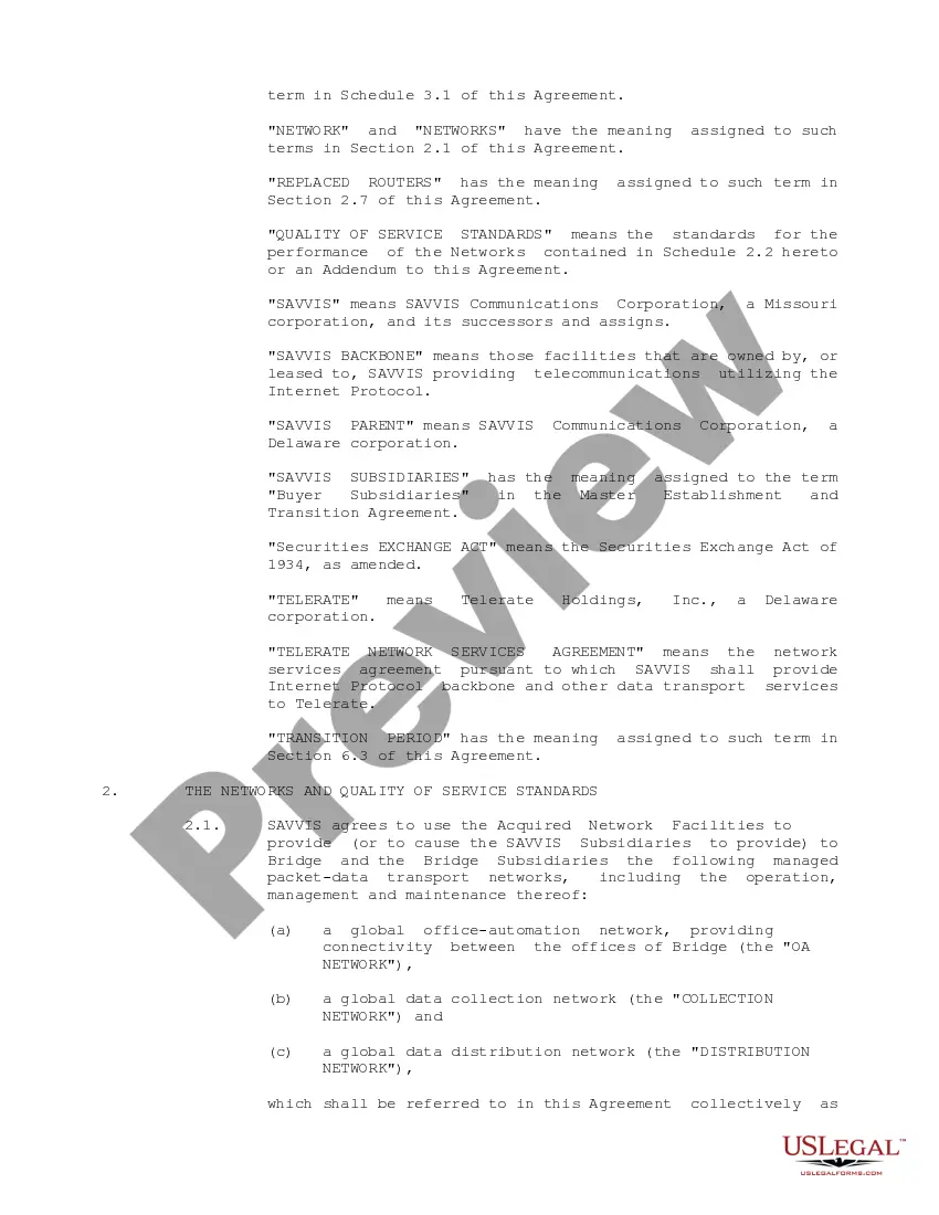 Get Network Services Agreement regarding providing financial news and other data and Internet protocol backbone and other data transport services Preview Network Services Agreement regarding providing financial news and other data and Internet protocol backbone and other data transport services
