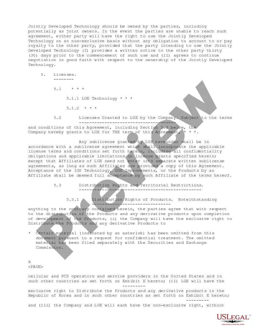 Get Research, Development and Distribution Agreement regarding the Development, Marketing and Servicing of Wireless Telecommunications Products Preview Research, Development and Distribution Agreement regarding the Development, Marketing and Servicing of Wireless Telecommunications Products