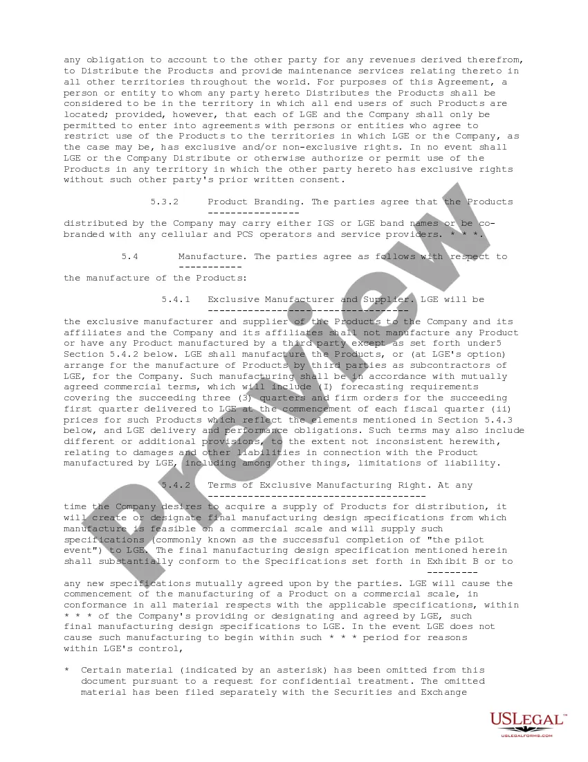 Get Research, Development and Distribution Agreement regarding the Development, Marketing and Servicing of Wireless Telecommunications Products Preview Research, Development and Distribution Agreement regarding the Development, Marketing and Servicing of Wireless Telecommunications Products