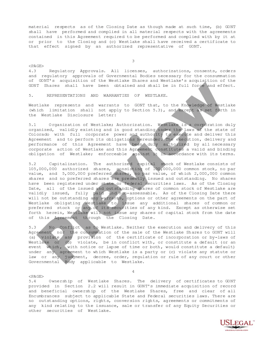 Get Acquisition Agreement between GO Online Networks Corp and Westlake Capital Corp regarding purchase and sale of company shares Preview Acquisition Agreement between GO Online Networks Corp and Westlake Capital Corp regarding purchase and sale of company shares