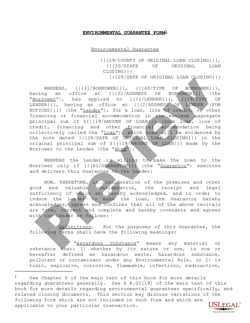 Get Environmental Guarantee Form and Variations Preview Environmental Guarantee Form and Variations