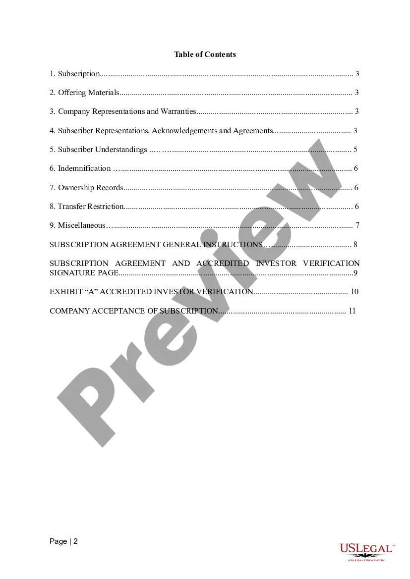 Get Subscription Agreement Preview Subscription Agreement