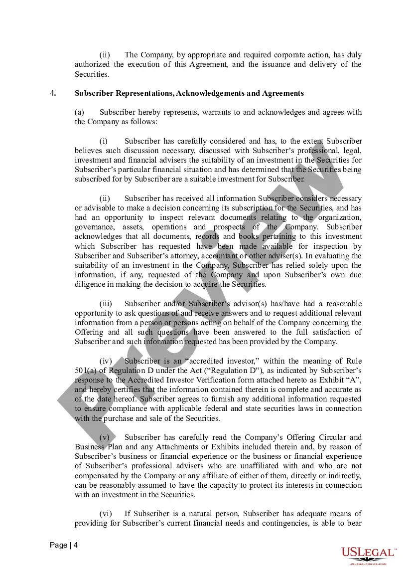 Get Subscription Agreement Preview Subscription Agreement