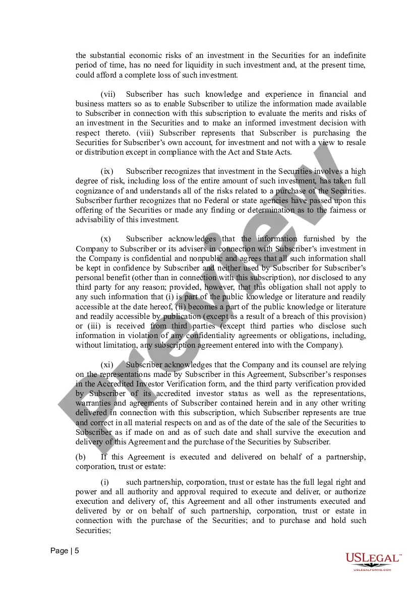 Get Subscription Agreement Preview Subscription Agreement