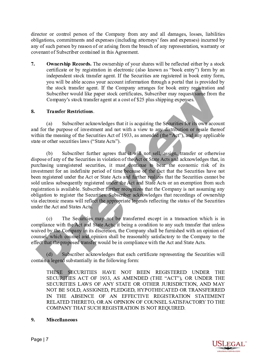 Get Subscription Agreement Preview Subscription Agreement