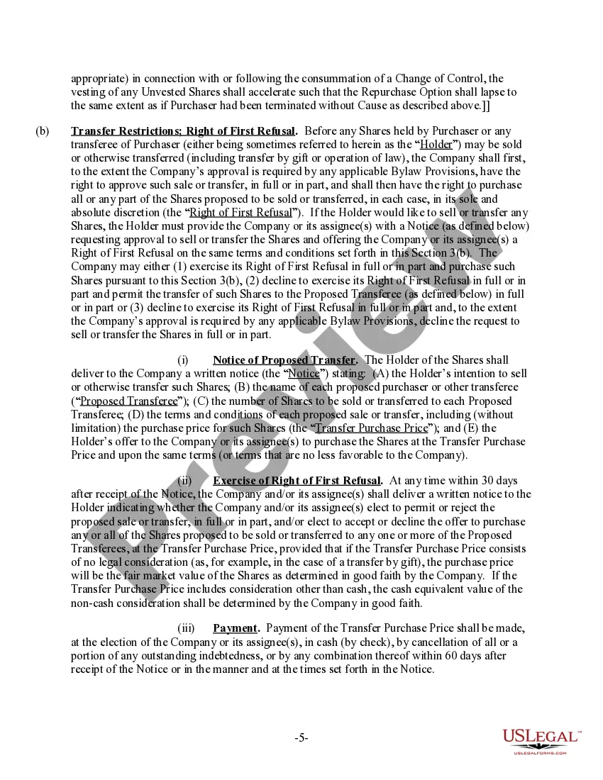 Get Common Stock Purchase Agreement with Vesting Preview Common Stock Purchase Agreement with Vesting