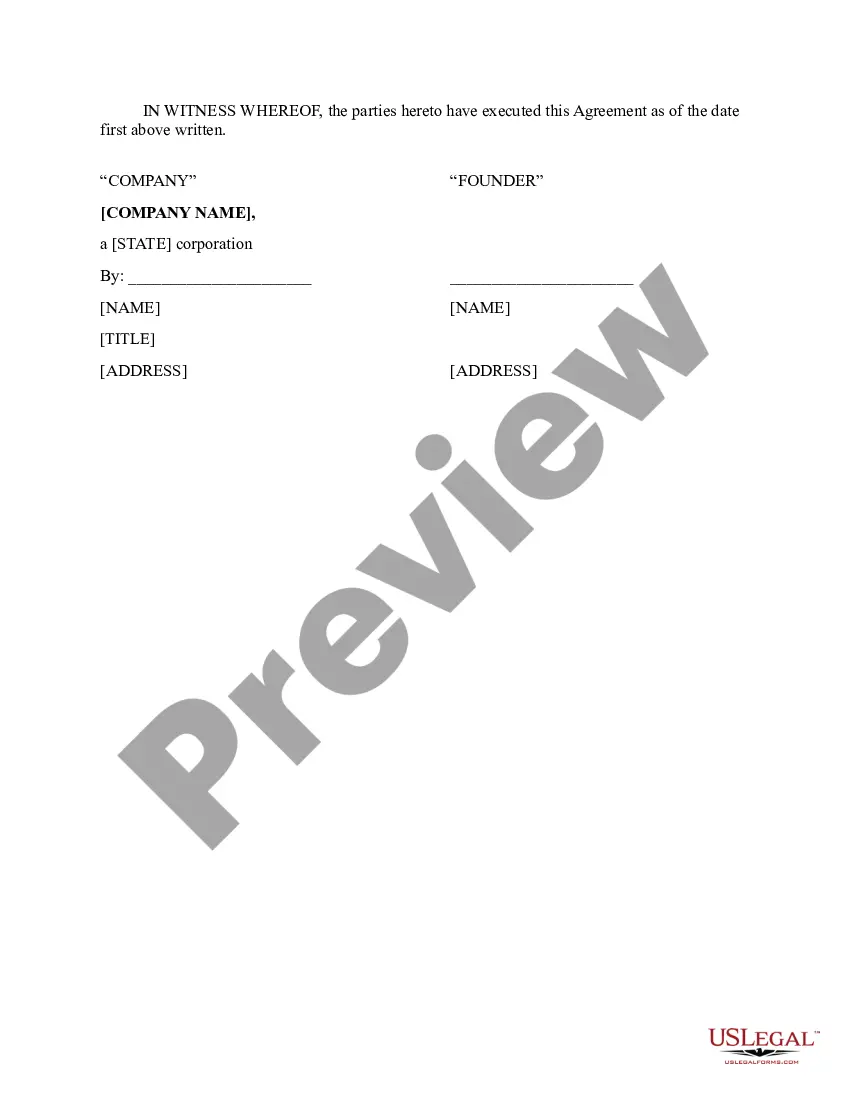 Preview Founder's Vesting Agreement