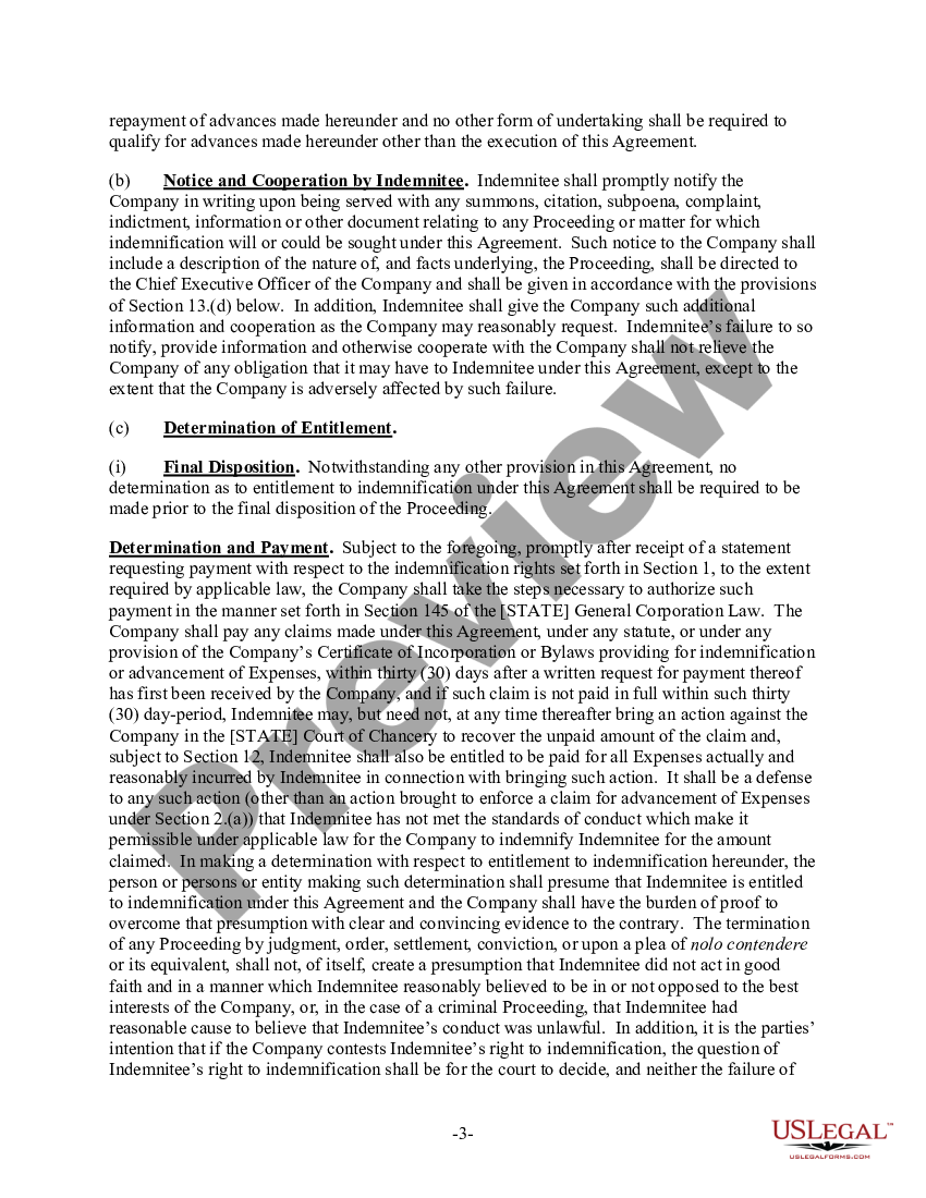 Indemnification Agreement | US Legal Forms