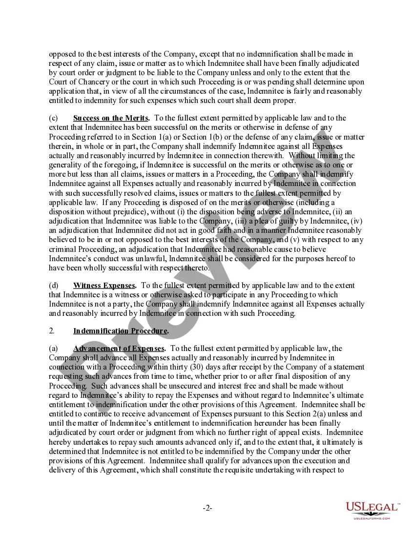 Get Indemnification Agreement Preview Indemnification Agreement