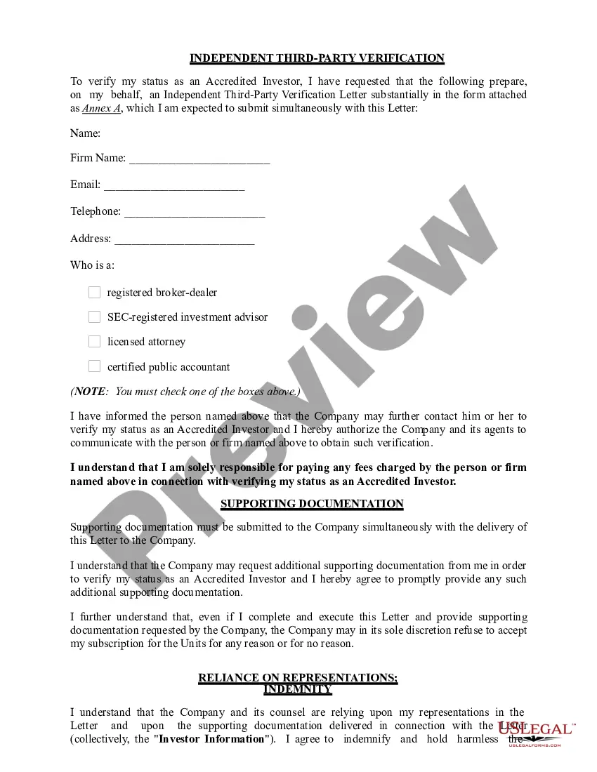 Get Accredited Investor Certification Letter Preview Accredited Investor Certification Letter