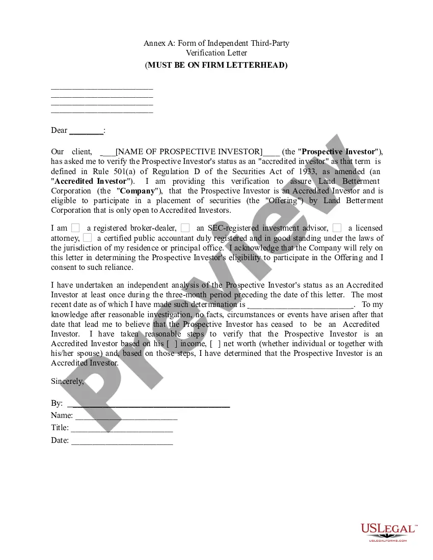 Get Accredited Investor Certification Letter Preview Accredited Investor Certification Letter