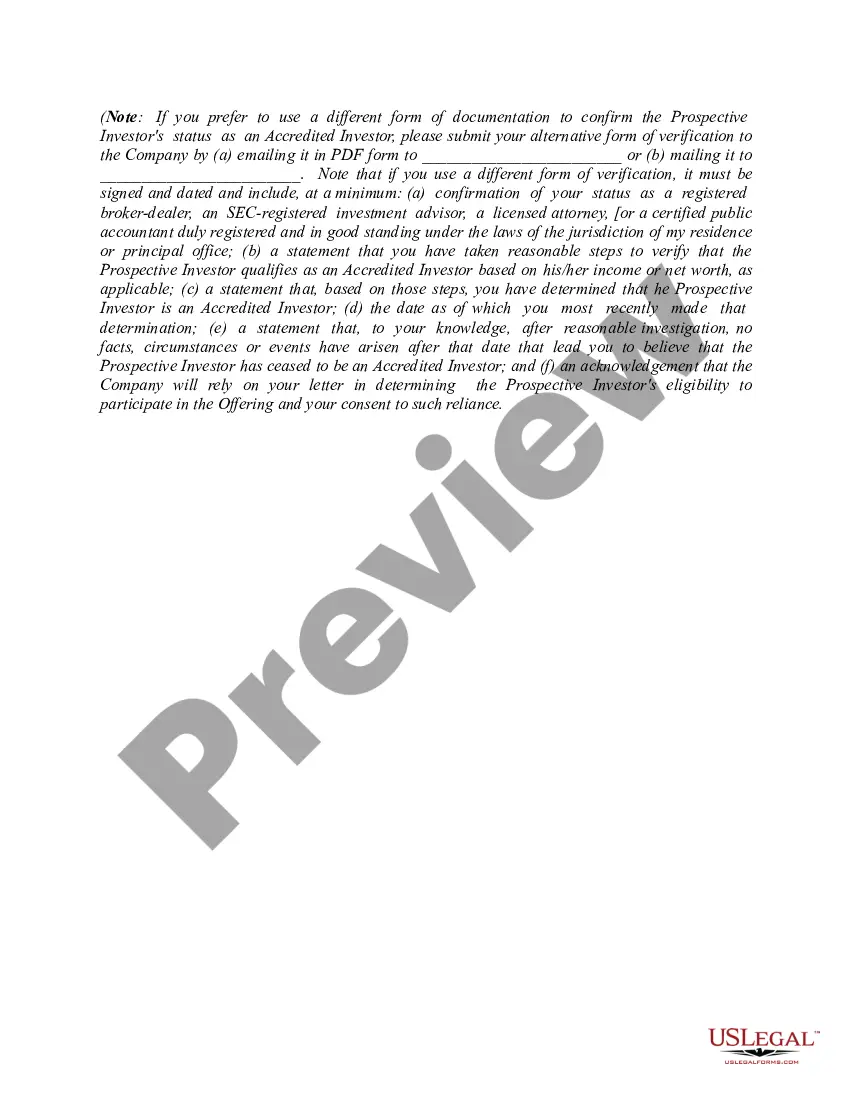 Get Accredited Investor Certification Letter Preview Accredited Investor Certification Letter