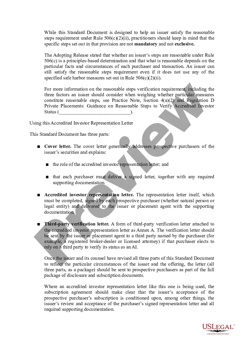 Get Accredited Investor Representation Letter Preview Accredited Investor Representation Letter