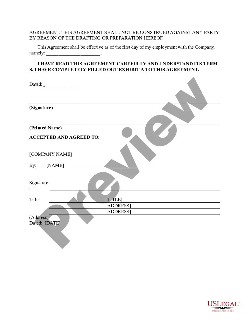 Get Employee Proprietary Information and Inventions Agreement Preview Employee Proprietary Information and Inventions Agreement