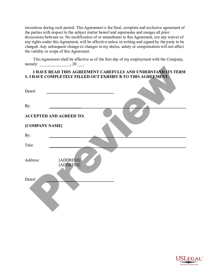 Get Employee Proprietary Information and Inventions Agreement Preview Employee Proprietary Information and Inventions Agreement