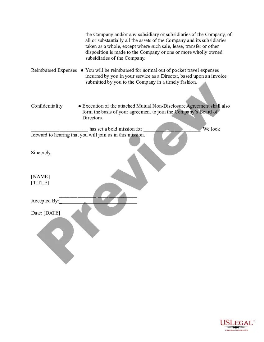 Preview Board Member Offer Letter