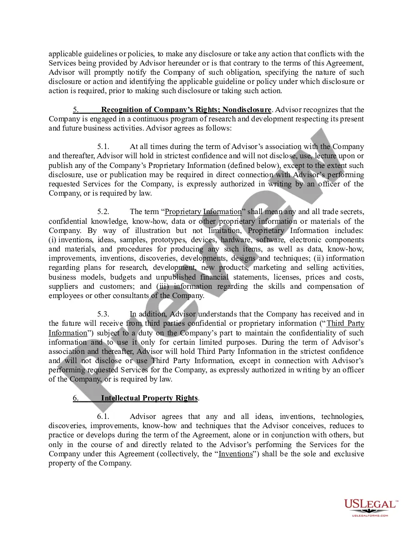 Preview Scientific Advisory Board Agreement